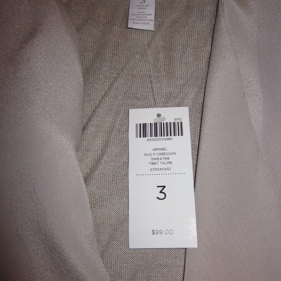 Chico's NWT Sicily Cardigan Sweater Tibet Taupe Chico's SZ 3 (16) - Picture 4 of 4
